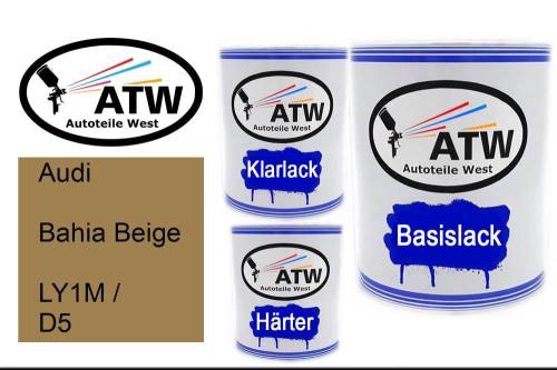 Audi, Bahia Beige, LY1M / D5: 1L Lackdose + 1L Klarlack + 500ml Härter - Set, von ATW Autoteile West.